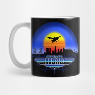 Because I Was Inverted Top Gun Maverick Logo Parody Rooster Retro Vintage 80s Neon Danger Zone Sunset Goose Iceman Mug